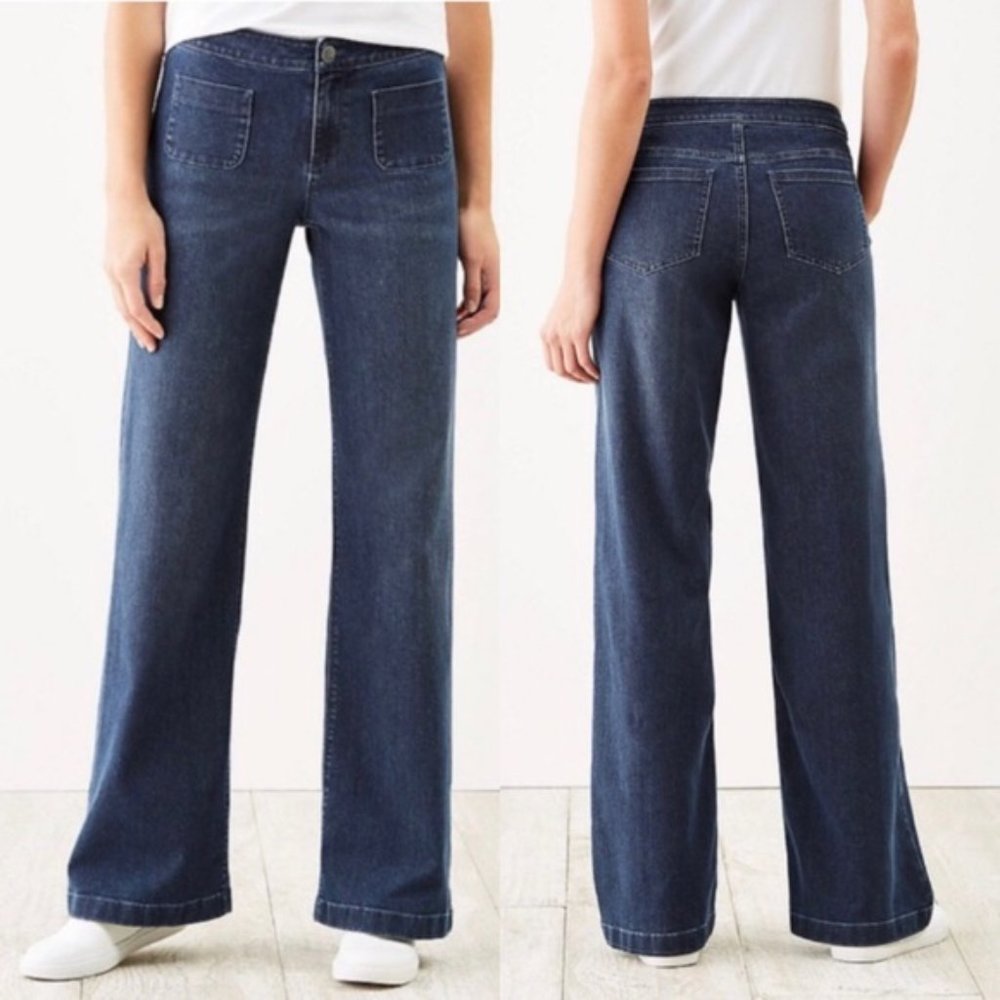J. Jill Authentic Fit Full Leg Jeans Wide Leg Medium Wash 8P